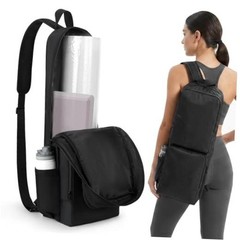 Yoga Mat Bag Carrier Waterproof Yoga Backpack with Multi Pockets, Black