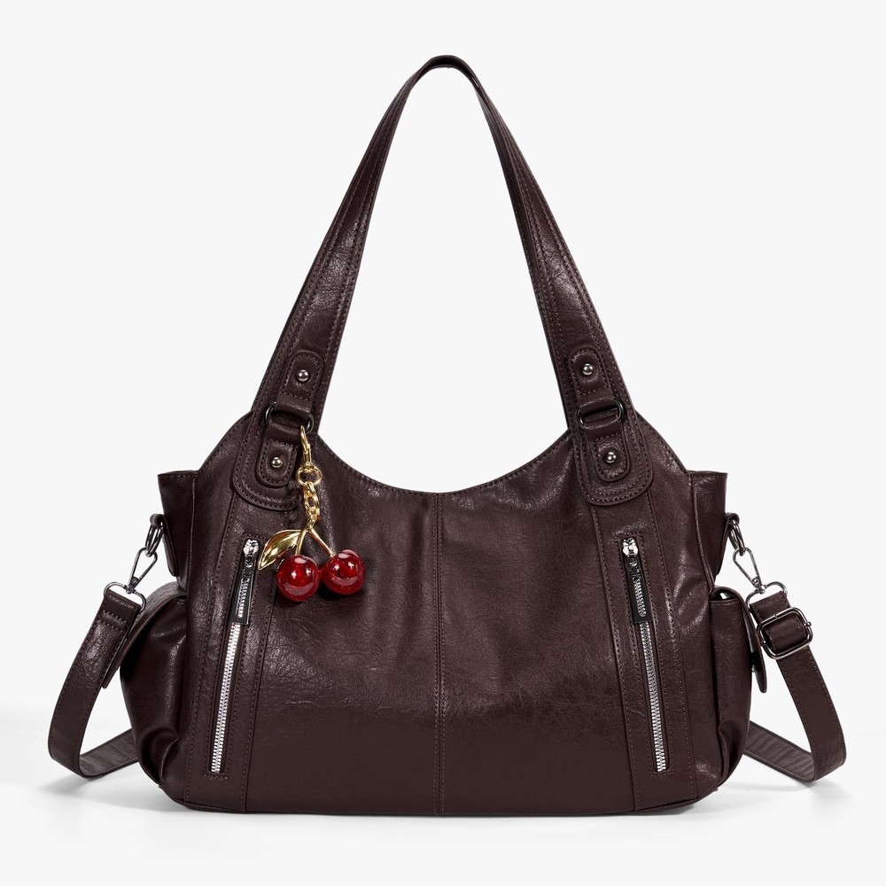 Slouchy Hobo Shoulder Bag for Women Soft Leather Purse and Handbags Punk Styl…
