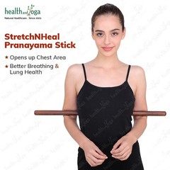 HealthAndYoga™ StretchNHeal Multi-Use Wooden Yoga Stick – Portable Posture Co…