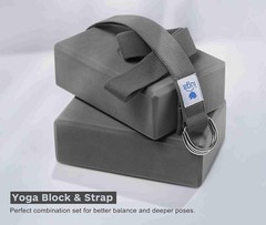 Yoga Blocks 2 Pack with Strap – Non-Slip High Density for Strength & Balance