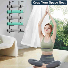 Yoga Mat Holder Wall Mount with 12 Straps, 6 Tier Metal Yoga Mat Storage Rack Ho