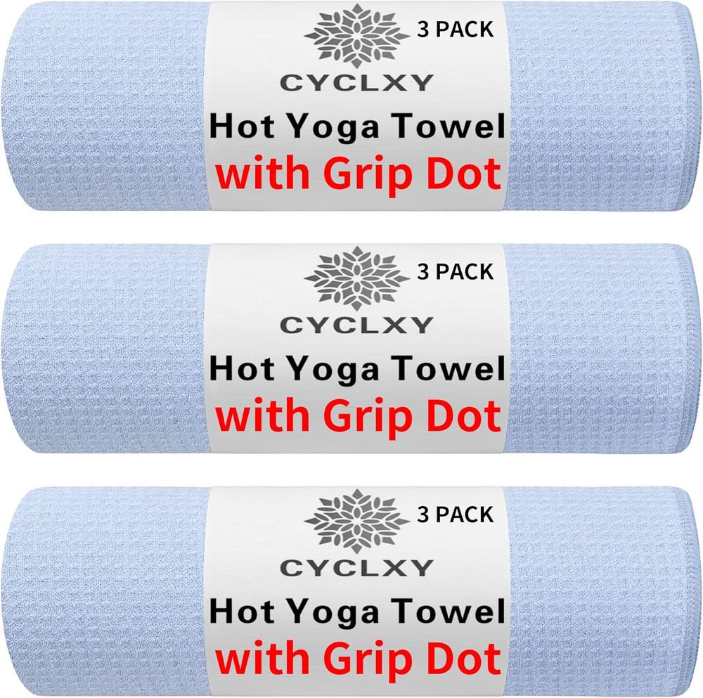 3 Pack Yoga Mat Towels with Grip Dot, Hot Yoga Towel Non Slip Yoga Mat Towel Non