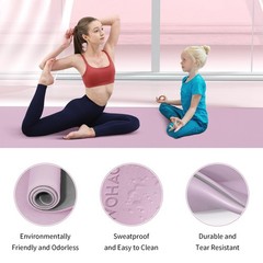 WOHAO Extra Thick 8mm Yoga Mat, 72″x28″ Non 183*70*0.8cm, Taro Purple+Gray