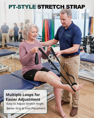 Non Elastic Stretching Strap with Loops for Physical Therapy and Yoga 75 Inch