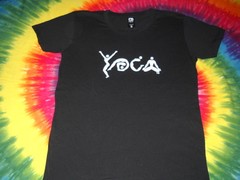 YOGA ASANA POSE LOGO UNISEX WORKOUT PILATES BLACK T-SHIRT 100% COTTON-LARGE-NEW