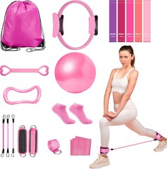 Pilates Essentials Kit For Women 18-Piece Home Workout Set Pink Accessories NEW