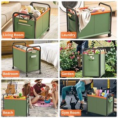 Portable Wheeled Home Gym Storage Rack Rolling Cart Yoga Mats Foam Rollers Toys