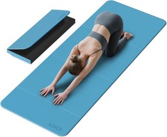 Foldable Extra Large Yoga Mat 74″×31.5″, 8mm Double-Sided Non Slip Lightweigh…
