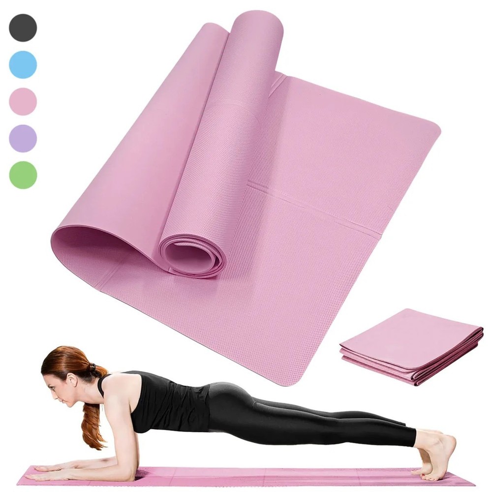 3mm Non Slip Yoga Mat Pilates Fitness Exercise Pad Home Gym Travel Black