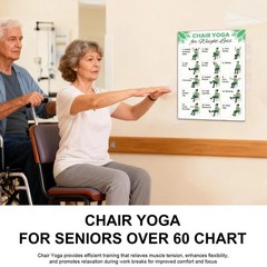 2 Pcs Chair Yoga Chart For Seniors: Simple Exercises For Weight Loss Fitness