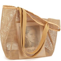 Mesh Beach Bag for Women, Summer Straw Tote Hobo Pool Bags with Large – Tan