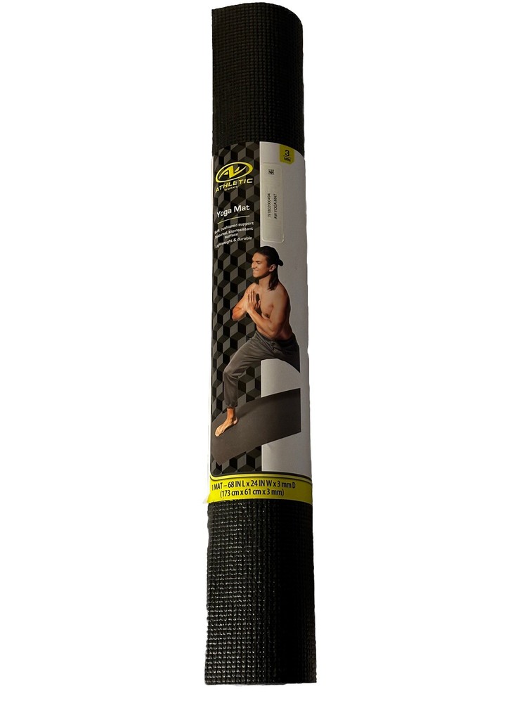 Athletic Works YOGA Non Slip Exercise Mat 3MM 68″x24″ Adult Unisex Dark Gray