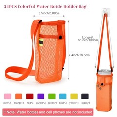 Water Bottle Sling Holder Crossbody, Adjustable Strap Carrier with Zipper 24