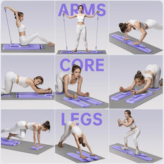 Pilates Board with Resistance Bands, 7-In-1 Foldable Pilates Reformer Set, Pilat