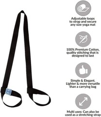 Yoga Mat Carrier Strap, Adjustable, Thick Cotton Blend, 2-in-1 Stretching Band
