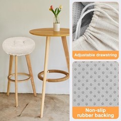 Bar Stool Seat Cushions, Round Stool Covers Pads 14 inch Diameter, 2 Pack Beige
