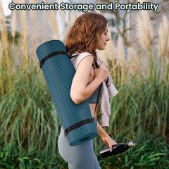 Fitvids 1/2″ Thick High Density Exercise Yoga Mat, Carrying Strap, Navy Blue