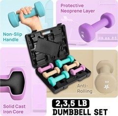 Neoprene Coated Dumbbell Hand Weight Sets Multiple Weight Options W/ Rack