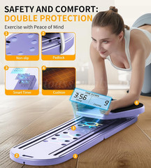 Pilates Board, Pilates Reformer Foldable, with Resistance Bands Purple