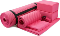 7-Piece Yoga Set with 71X24X0.5 Inches Extra Thick Mat and Carrying Sling – Incl