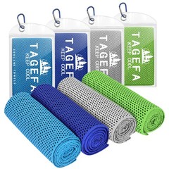 Tagefa Pack of 4 Cooling Towels 40″ x 12″, Light Blue,green,grey,dark Blue