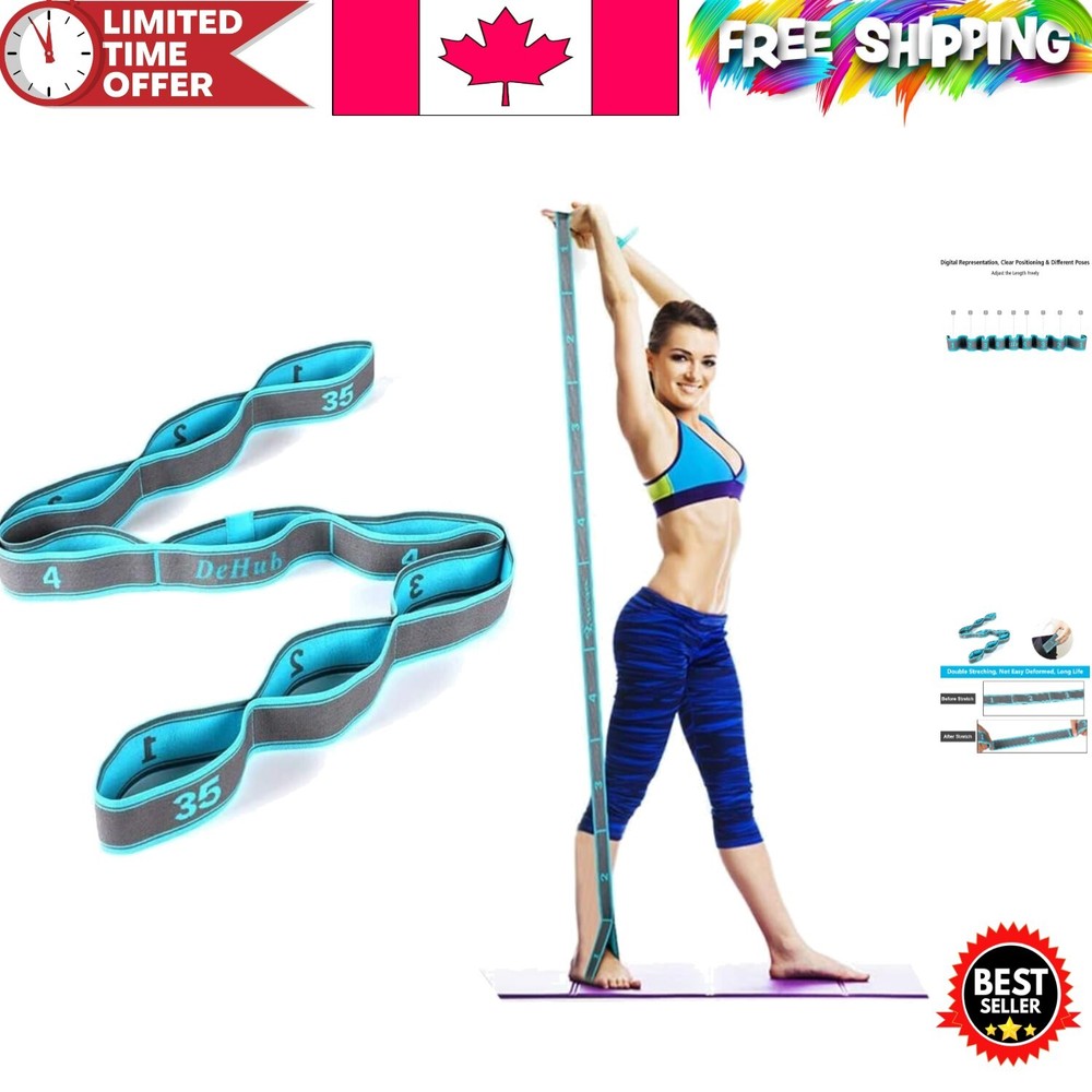 Durable Cotton Yoga Stretching Strap with Easy Grip Loops – Washable Design