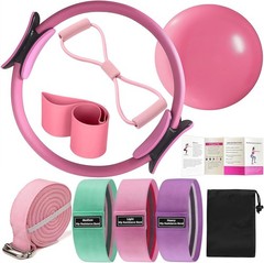 Pilates Ring Kit Workouts Sets Magic Ring Booty Bands Glutes Yoga Ball, 8 Pcs