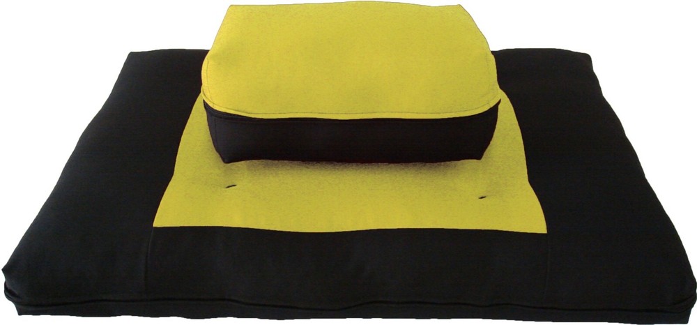 Zafu Zabuton Meditation Yoga Posture Exercise Cushions, Sit Kneel Yellow/Black