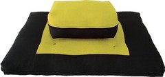 Zafu Zabuton Meditation Yoga Posture Exercise Cushions, Sit Kneel Yellow/Black
