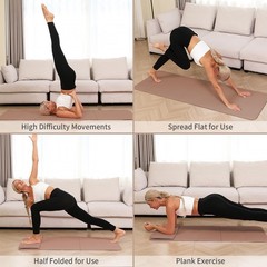 Foldable Yoga Mat – 10mm Extra Thick, 75″26″ Non-Slip Exercise Brown