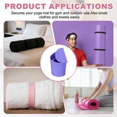 2Pcs Yoga Mat Strap Slap Band One Snap Yoga Mat Slap Band, Purple