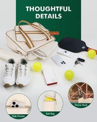 Pickleball Tote Bag for Women Men with Paddle Cover Pocket External Ball Bag …