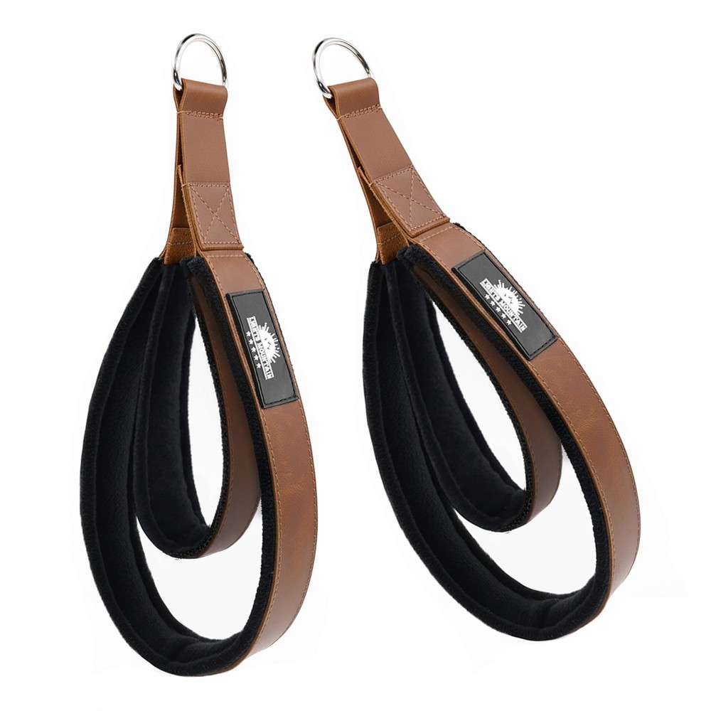 Leather Pilates Double Loop Straps for Reformer, with Soft Lined Interior