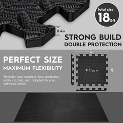 Haulcove 18 Tiles Puzzle Exercise Mat, EVA 12.6″ X X 0.4″, Black
