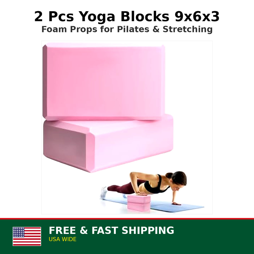 2 Pcs Yoga Blocks, 9″x6″x3″ Foam Blocks Yoga Props for Pilates Stretching and