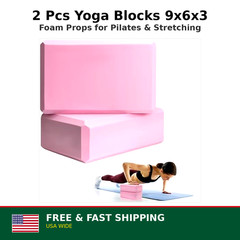 2 Pcs Yoga Blocks, 9″x6″x3″ Foam Blocks Yoga Props for Pilates Stretching and