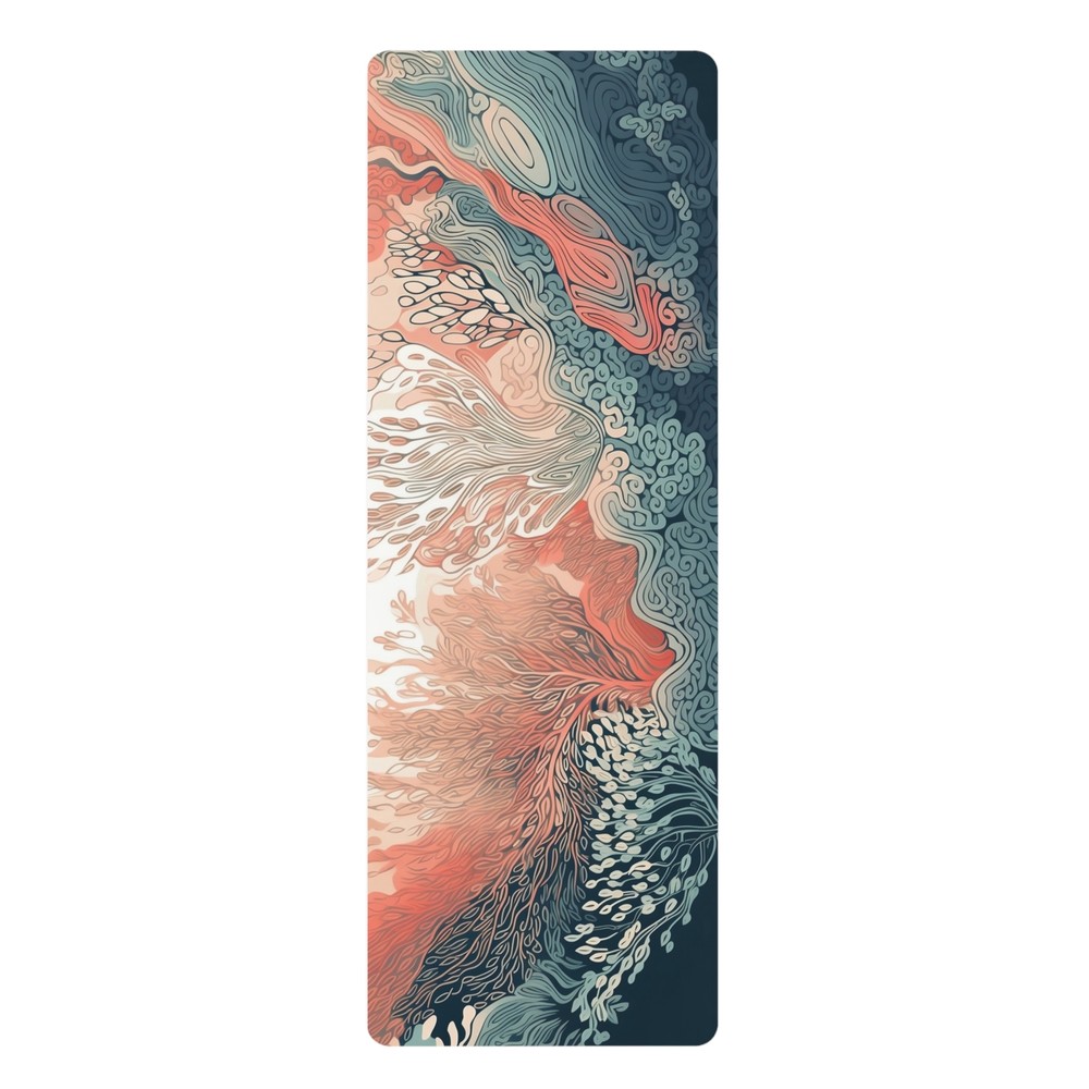 🐚 Abstract Coral Reef Yoga Mat – Ocean-Inspired Design Anti-Slip Suede Top