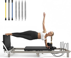 75″ Foldable Pilates Reformer –90% Pre-Assembled Home Gym Women Men Workouts Bun