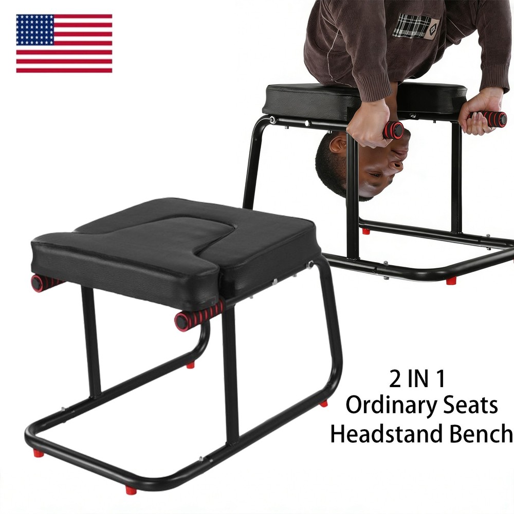 Yoga Headstand Bench with Wood Frame & PU Pad – 300 lb Capacity Inversion Chair