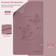 WOHAO Large 76″x40″x0.4″ Yoga Mat – Extra 74.8″ x 41.3″ x 0.4″, Dull Pink