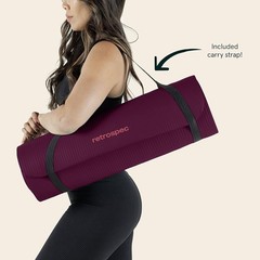 Solana 1-Inch Thick Non-Slip Yoga Mat with Carrying Strap – Boysenberry Elegance