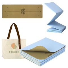 Travel Yoga Mat, Foldable, Small, 173 x 61 x 0.4 cm, with Carry Bag, Lightweight, F…