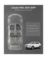 3W Floor Mats Compatible for Lincoln MKC 2015-2019, TPE All Weather Floor Lin…