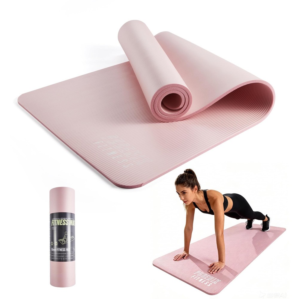 Phoenix Fitness NBR Yoga Mat – 15mm Extra Thick Exercise Mat with Carry Strap…