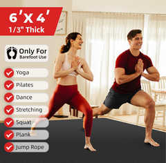 Extra Large Yoga Mat – 72″X48″ or 78″X57″, 1/4″–1/2″ Thick Mat for Women & Men,