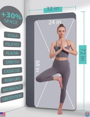 Extra Wide Non-Slip Yoga Mat 72″x32″x7mm TPE for Home Workout & Pilates