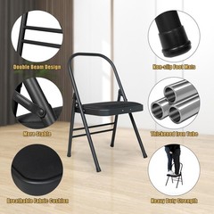 Black Foldable Backless Yoga Auxiliary Chair for Abs & Core, Flexibility & St…