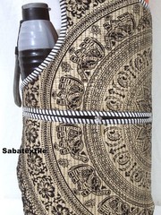 Indian Black-Gold Jhola Tote Bag, Quilted Yoga Mat Bag,Handblock Yoga Mat Bag US