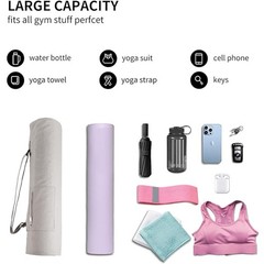 Cotton Yoga Mat Bag Pockets Adjustable Strap Full Zip Cargo Carrier 1/4″ 1/3″