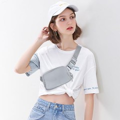 Belt Bag Fanny Pack Crossbody Bags for Women Two-Way Zip Closure Fashion Grey